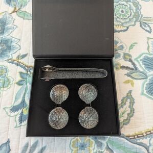 Glass Golf Ball Drink Chillers With Tongs Set, New With Gift Box